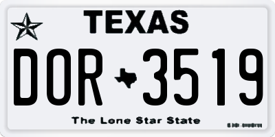 TX license plate DOR3519