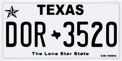 TX license plate DOR3520