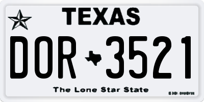 TX license plate DOR3521