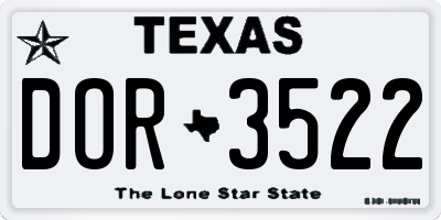 TX license plate DOR3522