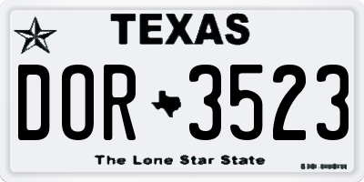 TX license plate DOR3523