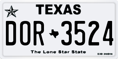 TX license plate DOR3524