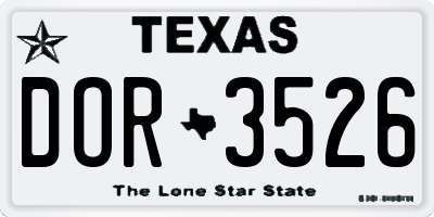 TX license plate DOR3526