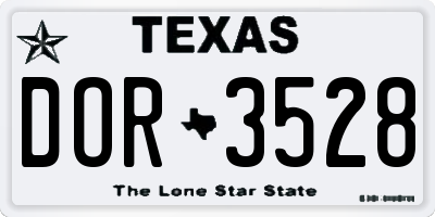 TX license plate DOR3528