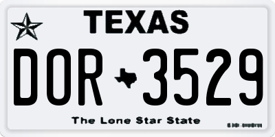 TX license plate DOR3529