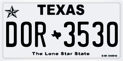 TX license plate DOR3530