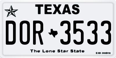 TX license plate DOR3533