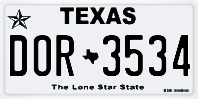 TX license plate DOR3534
