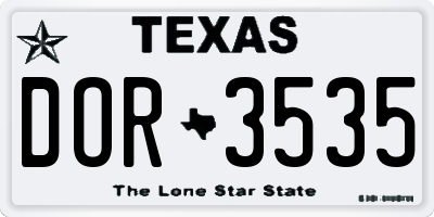 TX license plate DOR3535