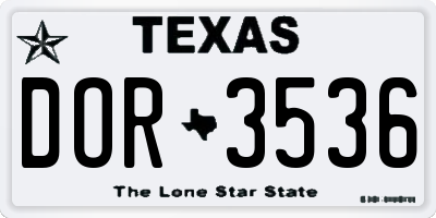 TX license plate DOR3536