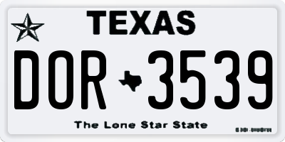 TX license plate DOR3539