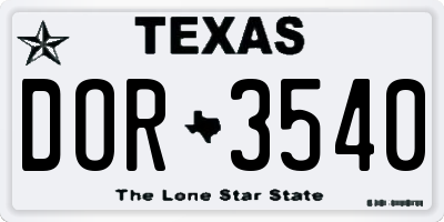 TX license plate DOR3540