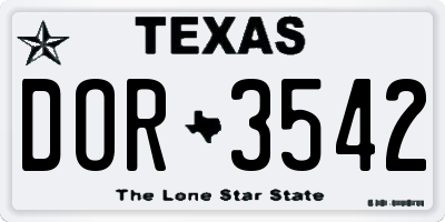 TX license plate DOR3542