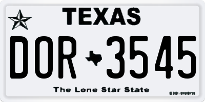 TX license plate DOR3545