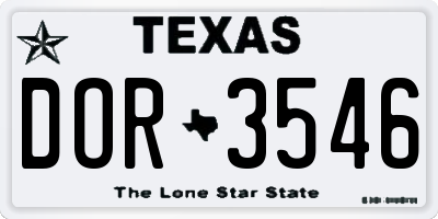 TX license plate DOR3546