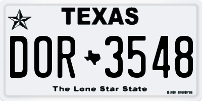 TX license plate DOR3548
