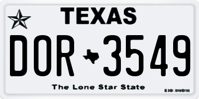 TX license plate DOR3549