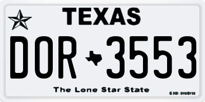 TX license plate DOR3553