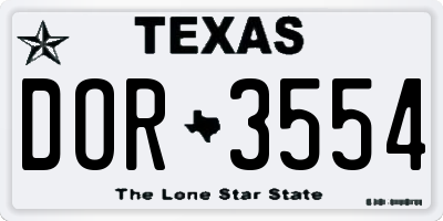 TX license plate DOR3554