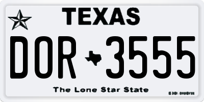 TX license plate DOR3555