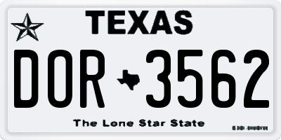 TX license plate DOR3562