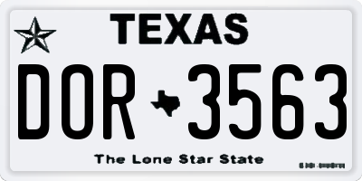 TX license plate DOR3563