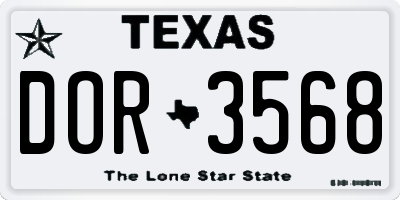 TX license plate DOR3568