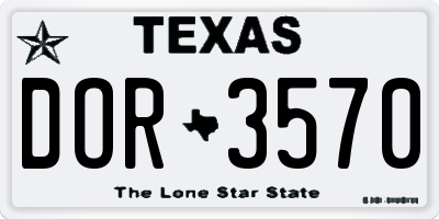 TX license plate DOR3570