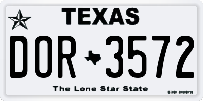 TX license plate DOR3572