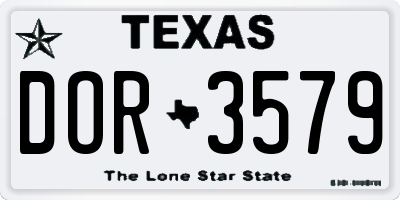 TX license plate DOR3579