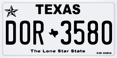 TX license plate DOR3580