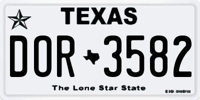 TX license plate DOR3582