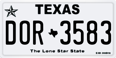 TX license plate DOR3583