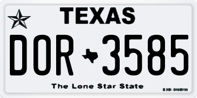 TX license plate DOR3585