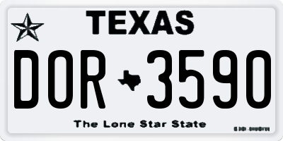 TX license plate DOR3590