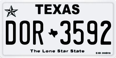 TX license plate DOR3592