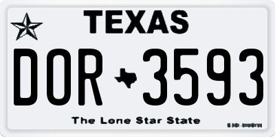 TX license plate DOR3593