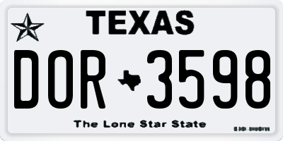 TX license plate DOR3598