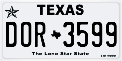 TX license plate DOR3599