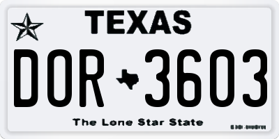 TX license plate DOR3603