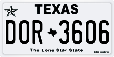 TX license plate DOR3606