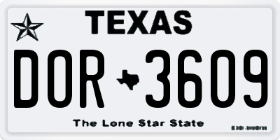 TX license plate DOR3609