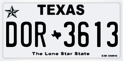 TX license plate DOR3613