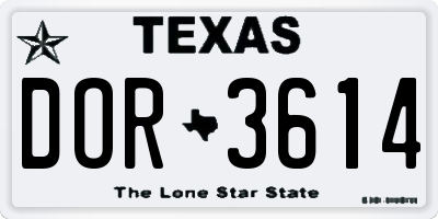 TX license plate DOR3614