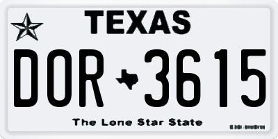 TX license plate DOR3615