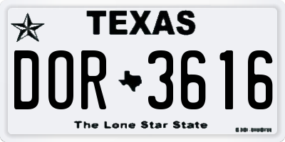 TX license plate DOR3616