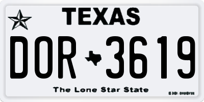 TX license plate DOR3619