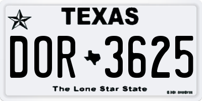 TX license plate DOR3625
