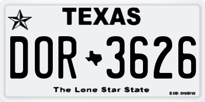 TX license plate DOR3626