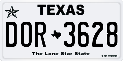 TX license plate DOR3628
